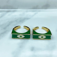 Load image into Gallery viewer, Stainless Steel Evil Eyes Enamel Openings Ring RE0054