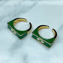 Load image into Gallery viewer, Stainless Steel Evil Eyes Enamel Openings Ring RE0054