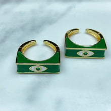 Load image into Gallery viewer, Stainless Steel Evil Eyes Enamel Openings Ring RE0054