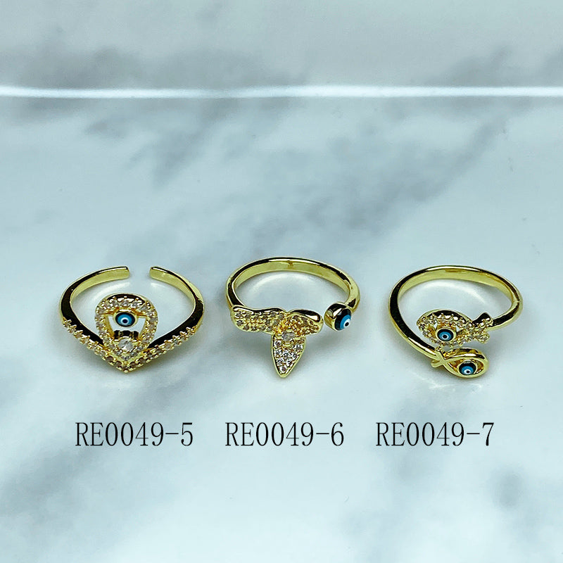 Stainless Steel Evil Eyes Zircon Openings Ring RE0049