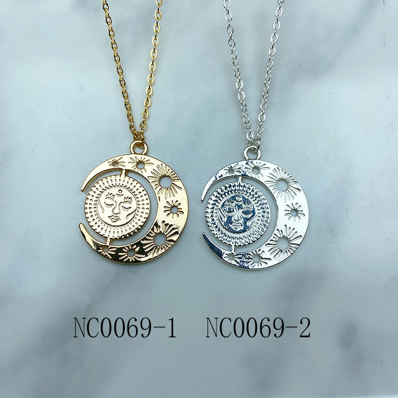 Stainless Steel  Sun Moon Pendant Necklace NC0069