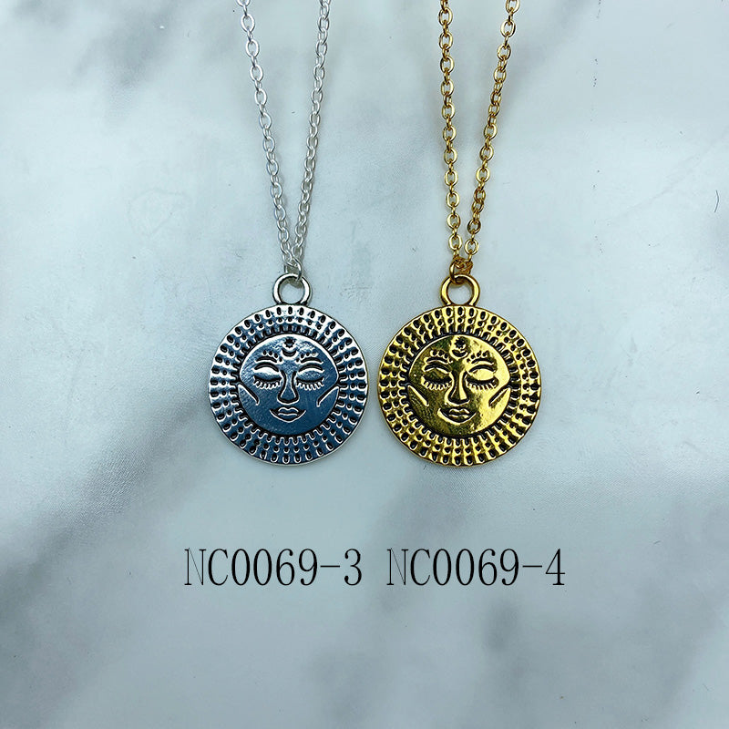 Stainless Steel  Sun Moon Pendant Necklace NC0069