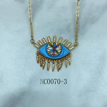 Load image into Gallery viewer, Stainless Steel Enamel Evil Eyes Zircon Pendant Necklace NC0070