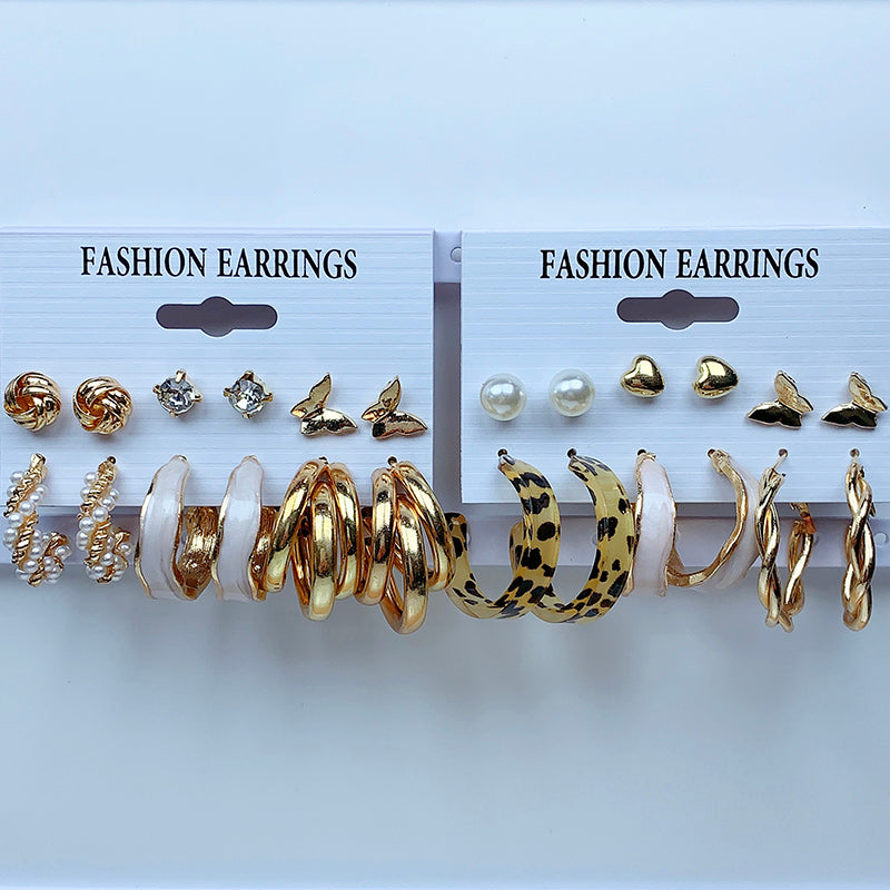 Alloy Imitation Pearl Leopard Earrings  (a set 6 pairs ) EE0001-2