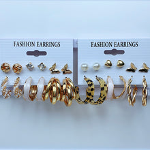 Load image into Gallery viewer, Alloy Imitation Pearl Leopard Earrings  (a set 6 pairs ) EE0001-2