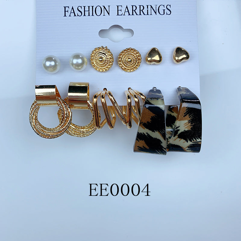 Alloy Lvneverfull Leopard Earrings  (a set 6 pairs ) EE0003-4