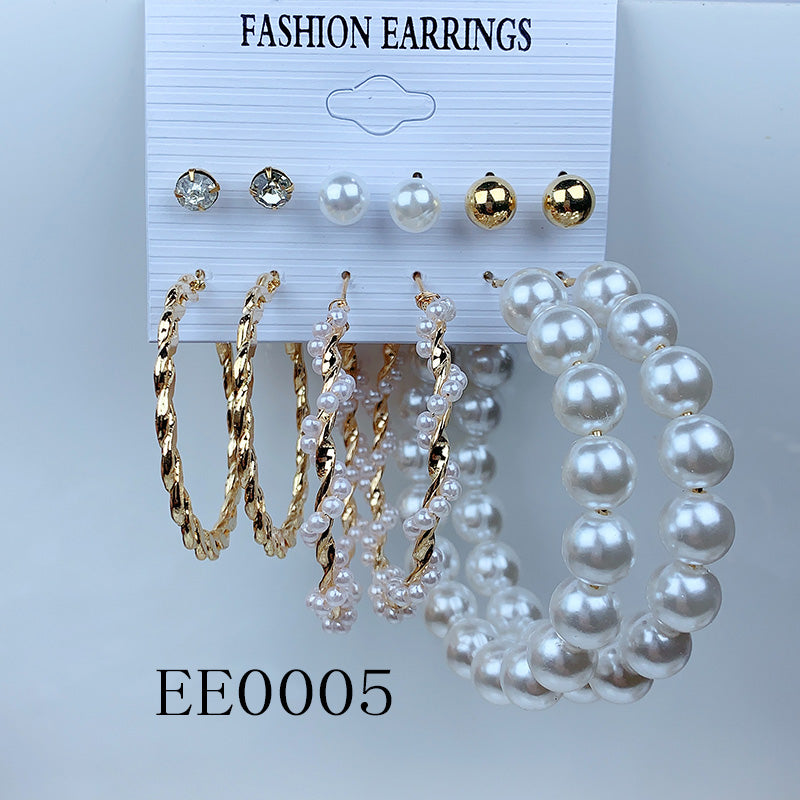 Alloy Imitation Pearl Earrings  (a set 6 pairs ) EE0005-6