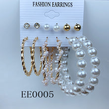 Load image into Gallery viewer, Alloy Imitation Pearl Earrings  (a set 6 pairs ) EE0005-6