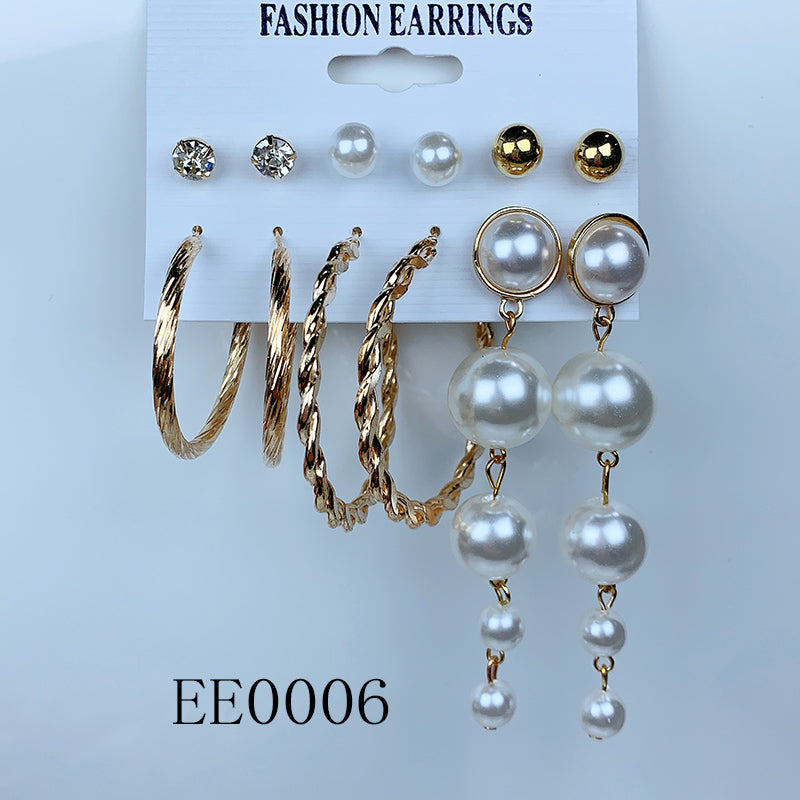 Alloy Imitation Pearl Earrings  (a set 6 pairs ) EE0005-6