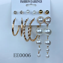 Load image into Gallery viewer, Alloy Imitation Pearl Earrings  (a set 6 pairs ) EE0005-6