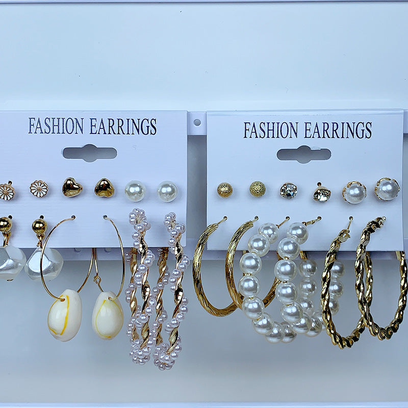 Alloy Imitation Pearl Earrings  (a set 6 pairs ) EE0007-8