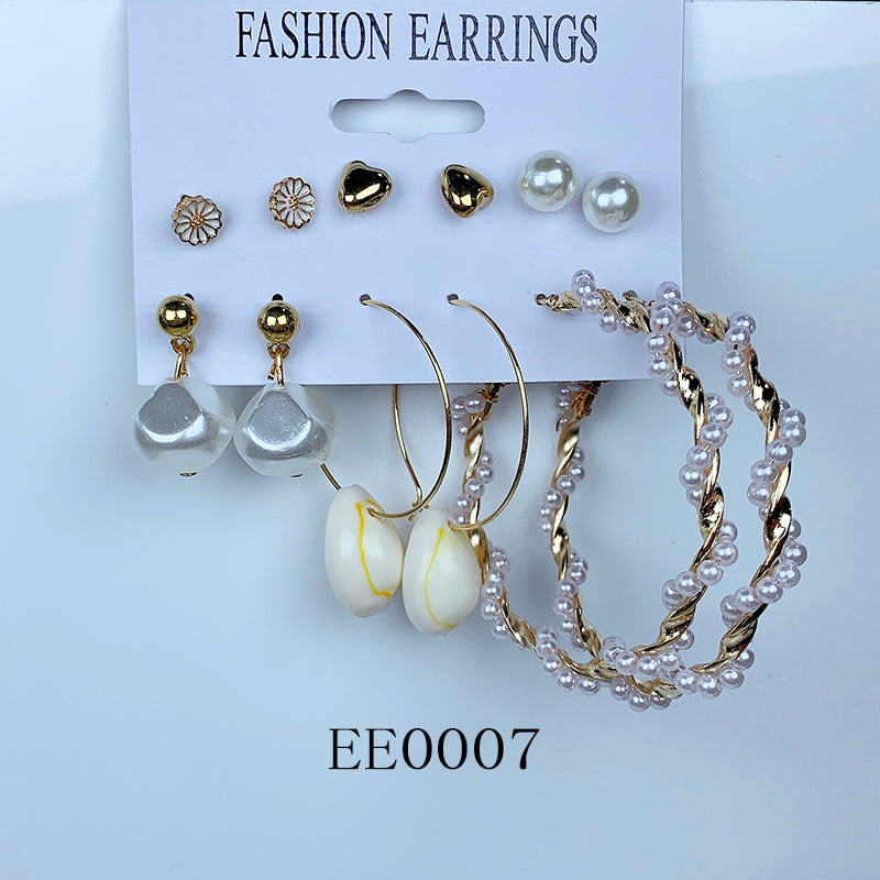 Alloy Imitation Pearl Earrings  (a set 6 pairs ) EE0007-8