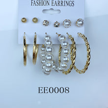 Load image into Gallery viewer, Alloy Imitation Pearl Earrings  (a set 6 pairs ) EE0007-8