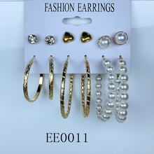 Load image into Gallery viewer, Alloy Imitation Pearl Zircon Earrings  (a set 6 pairs ) EE0011-12