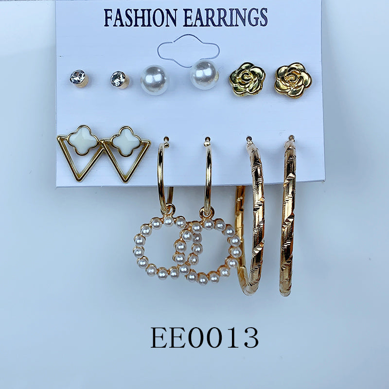 Alloy Imitation Pearl Earrings  (a set 6 pairs ) EE0013-14