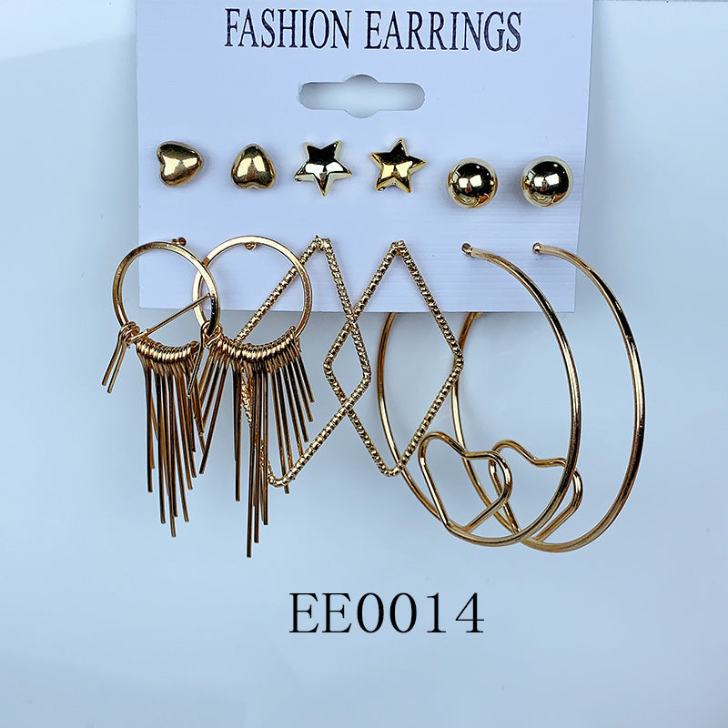 Alloy Imitation Pearl Earrings  (a set 6 pairs ) EE0013-14