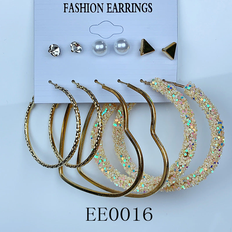 Alloy Imitation Pearl Earrings  (a set 6 pairs ) EE0015-16