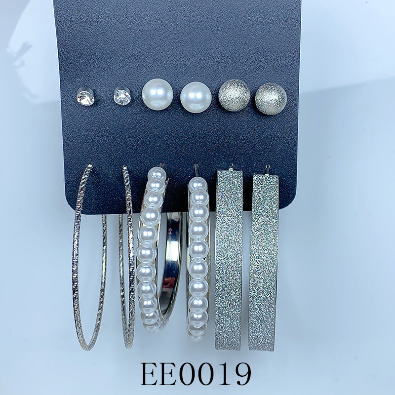 Alloy Imitation Pearl Earrings  (a set 6 pairs ) EE0018-19