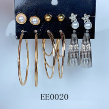 Load image into Gallery viewer, Alloy Imitation Pearl Zircon Earrings  (a set 6 pairs ) EE0020-21