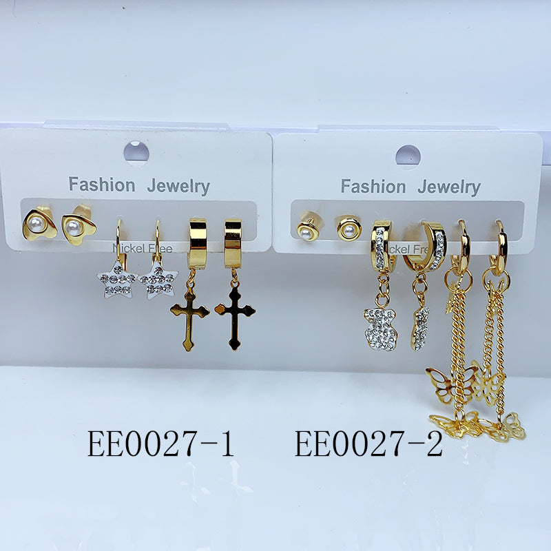 Alloy Zircon Earrings  (a set 3 pairs ) EE0027