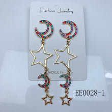 Load image into Gallery viewer, Alloy Moon Star Zircon Earrings EE0028