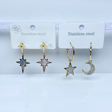 Load image into Gallery viewer, Stainless Steel Moon Star Earrings EC0039