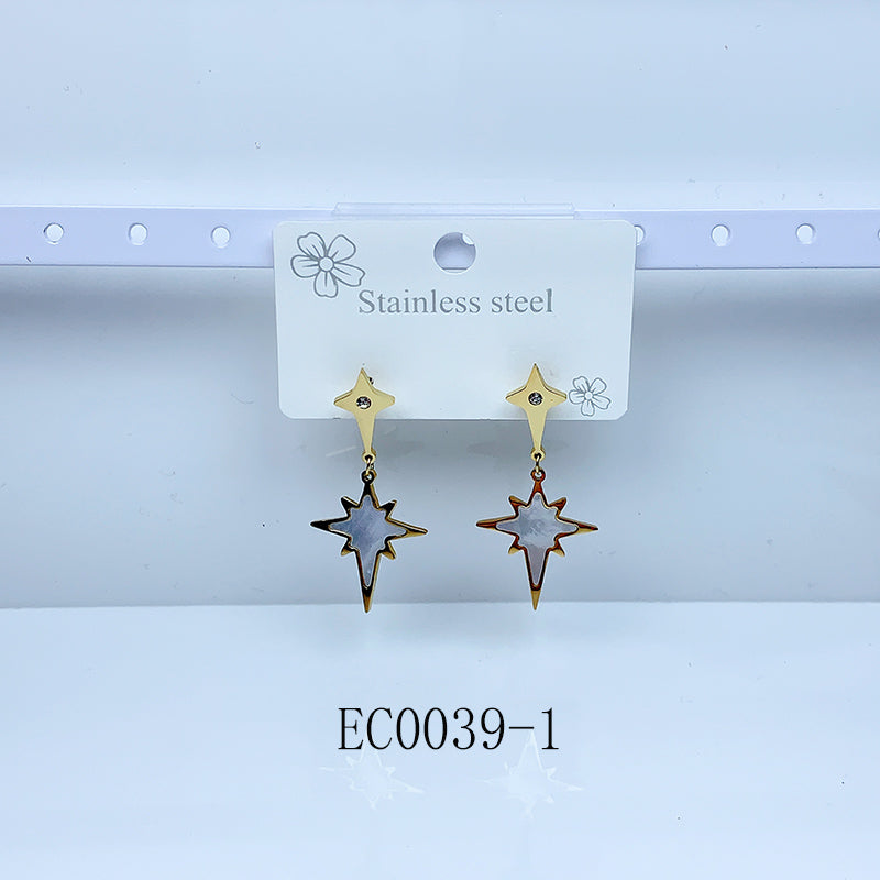 Stainless Steel Moon Star Earrings EC0039