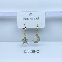 Load image into Gallery viewer, Stainless Steel Moon Star Earrings EC0039