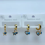 Stainless Steel Evil Eyes Star Heart Earrings EC0040