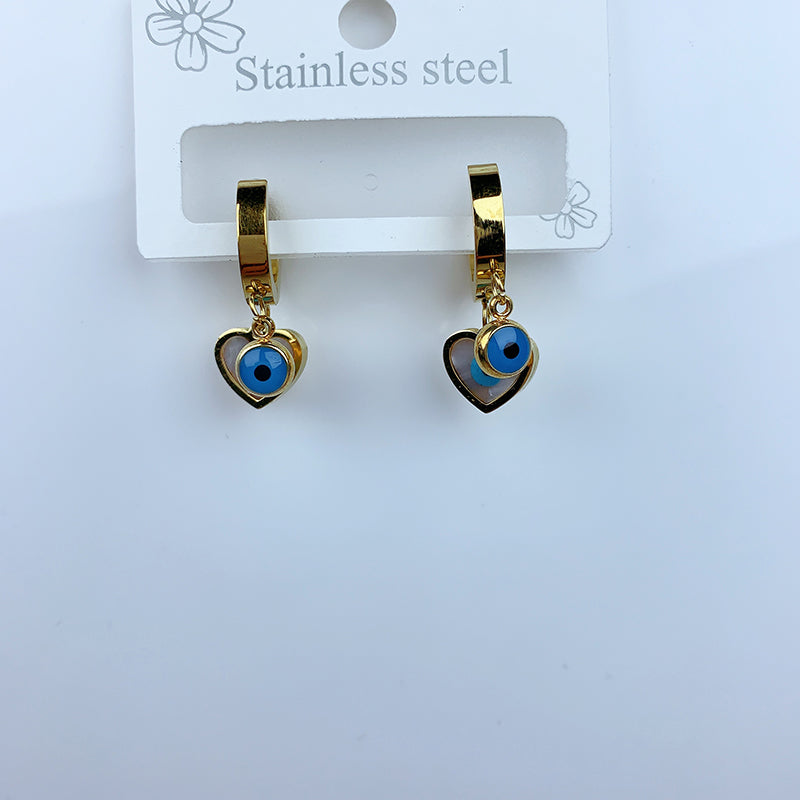 Stainless Steel Evil Eyes Star Heart Earrings EC0040