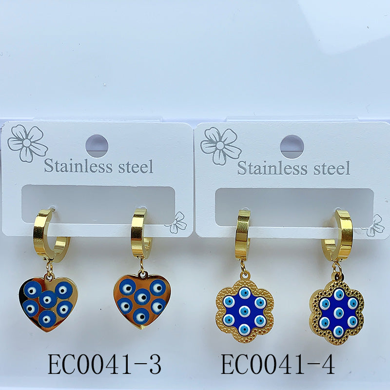 Stainless Steel Evil Eyes Earrings EC0041