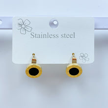 Load image into Gallery viewer, Stainless Steel Black Enamel  Earrings EC0043