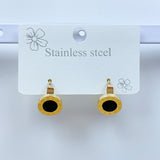 Stainless Steel Black Enamel  Earrings EC0043