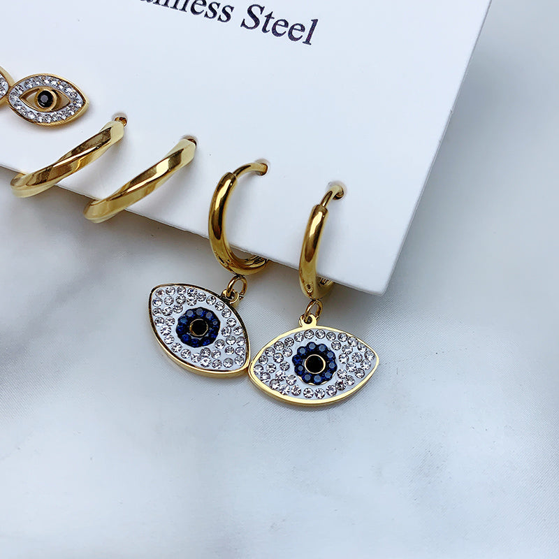 Stainless Steel Evil Eyes Earrings  (a set 3 pairs) EE0033