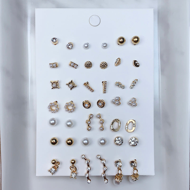 Alloy Imitation Pearl Earrings  (a set 21 pairs ) EE0036