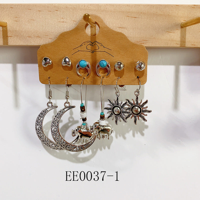 Alloy Turquoise Earrings  (a set 6 pairs ) EE0037