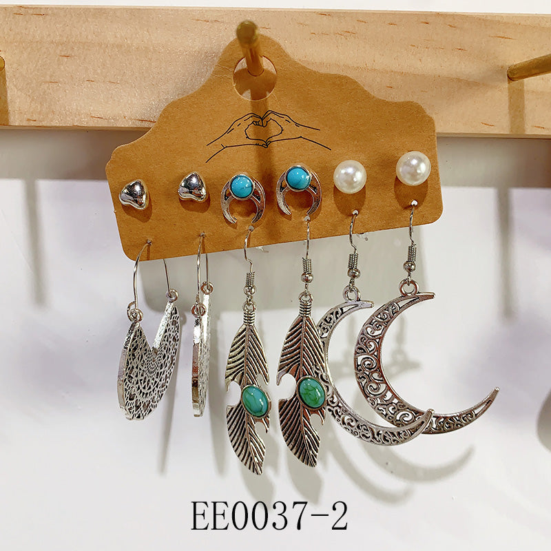 Alloy Turquoise Earrings  (a set 6 pairs ) EE0037