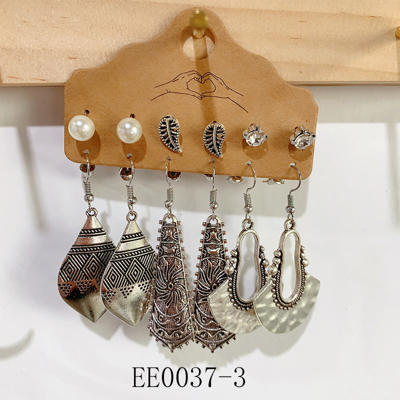 Alloy Turquoise Earrings  (a set 6 pairs ) EE0037