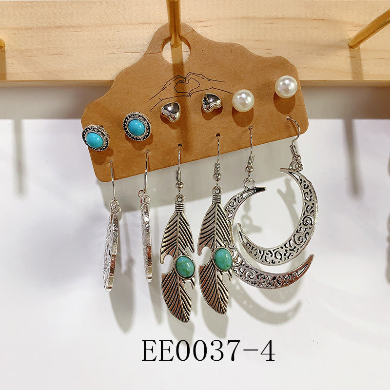 Alloy Turquoise Earrings  (a set 6 pairs ) EE0037