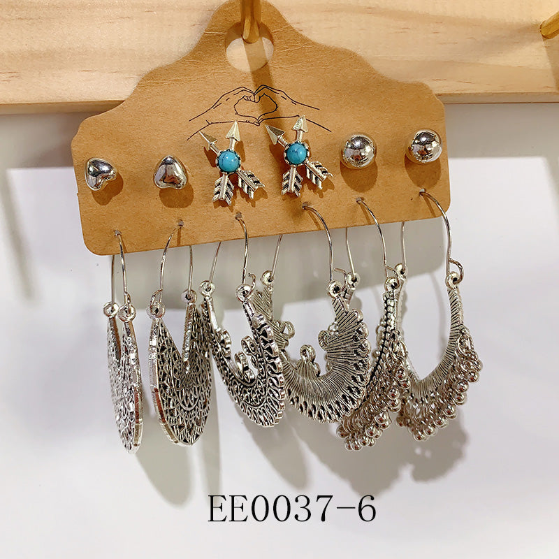 Alloy Turquoise Earrings  (a set 6 pairs ) EE0037