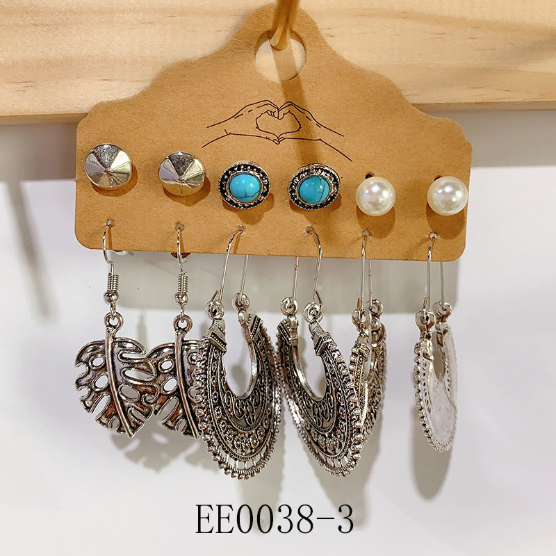 Alloy Turquoise Earrings  (a set 6 pairs ) EE0038