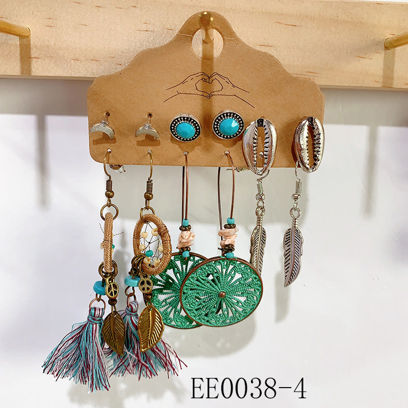 Alloy Turquoise Earrings  (a set 6 pairs ) EE0038