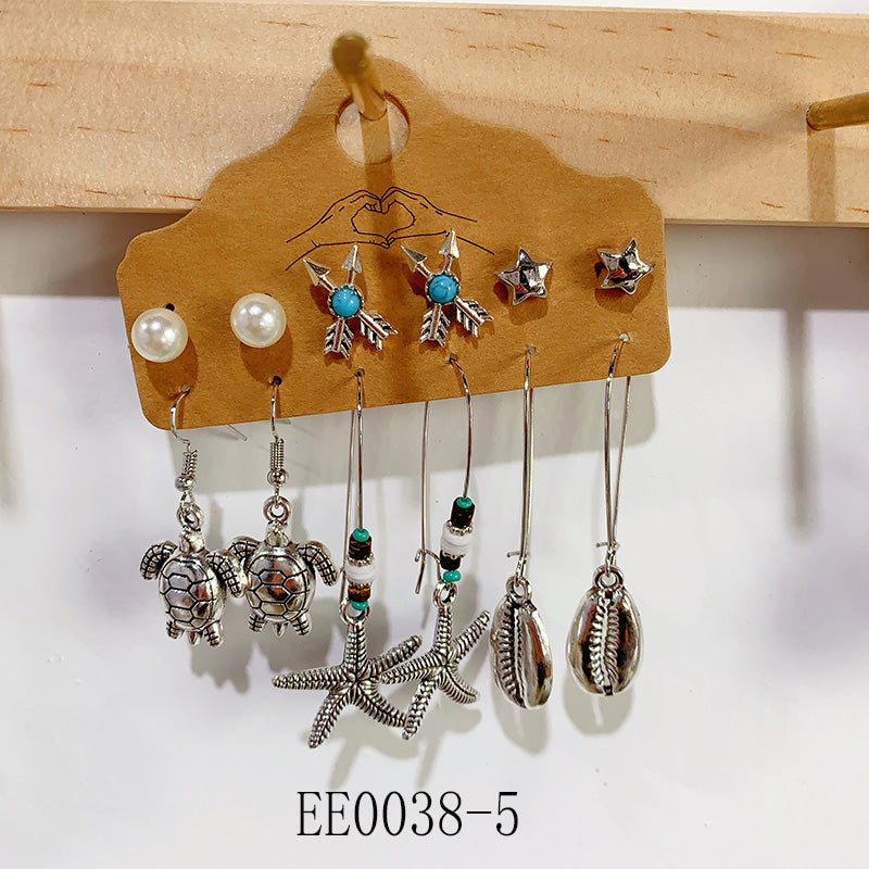 Alloy Turquoise Earrings  (a set 6 pairs ) EE0038