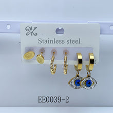 Load image into Gallery viewer, Stainless Steel Evil Eyes Earrings  (a set 3 pairs ) EE0039