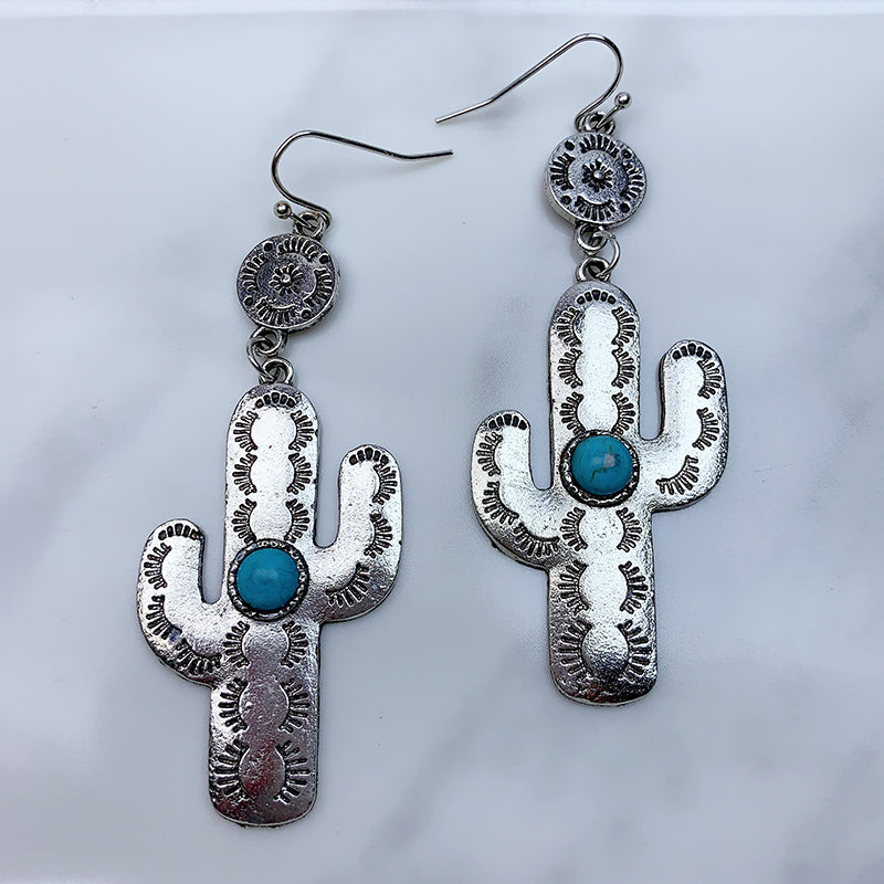 Alloy Cactus Turquoise Earrings EE0040