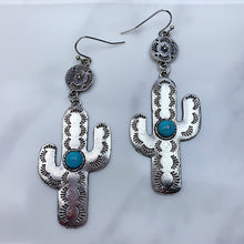 Load image into Gallery viewer, Alloy Cactus Turquoise Earrings EE0040