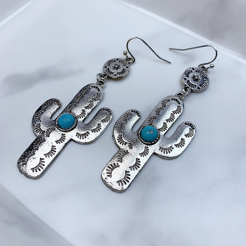 Alloy Cactus Turquoise Earrings EE0040