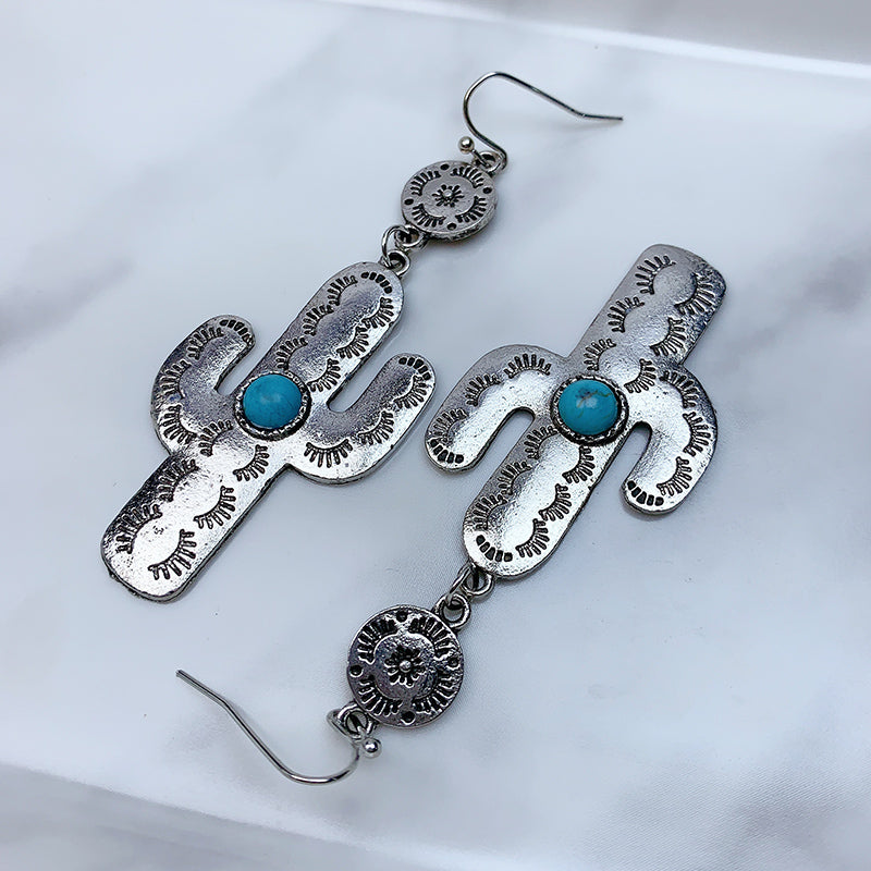 Alloy Cactus Turquoise Earrings EE0040