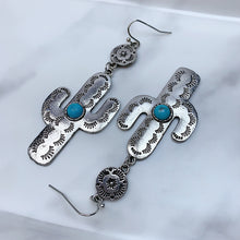 Load image into Gallery viewer, Alloy Cactus Turquoise Earrings EE0040