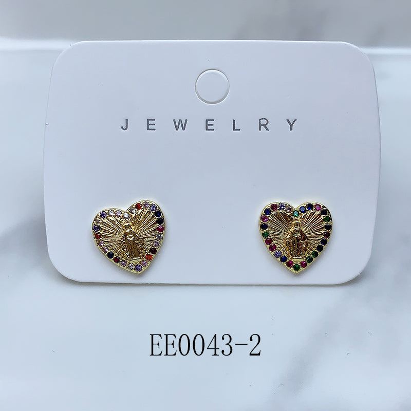 Alloy Virgin Mary Zircon Earrings EE0043